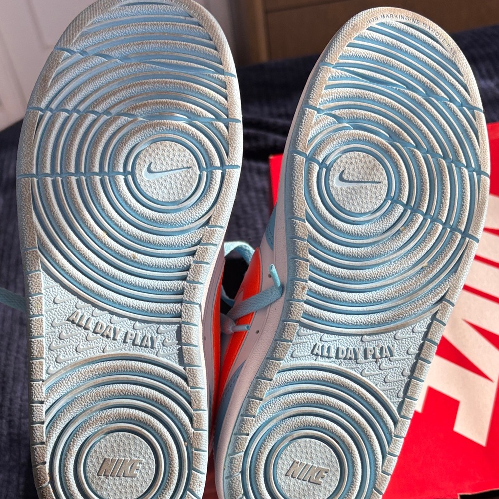 Nike Kids Light Blue and Orange High-Top Sneakers - Picture 6 of 7
